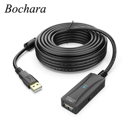 Bochara Active Repeater USB 2.0 Extension Cable Male to Female OD5mm Built-in IC Chip Foil+Braided Shielded 5M 10M 15M 20M 30M