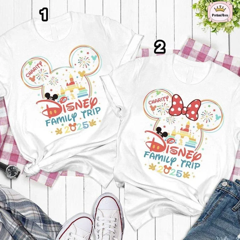 

Хлопковая футболка Disney, летний комплект 2026 года - Семейный стиль для пар Disney - Футболка Disney Travel 2026 года - для взрослых и детей