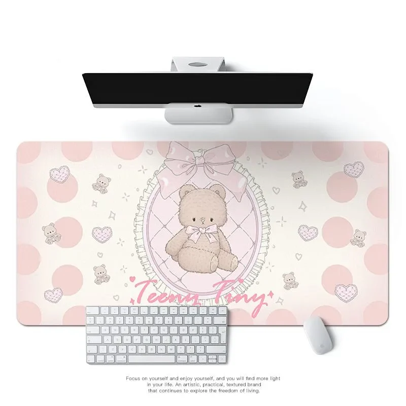 

Прекрасный маленький медвежонок Kawaii Коврик для мыши Большой компьютерный офисный игровой настольный коврик XXL Кожаная игровая клавиатура Коврик для мыши Длинный настольный коврик