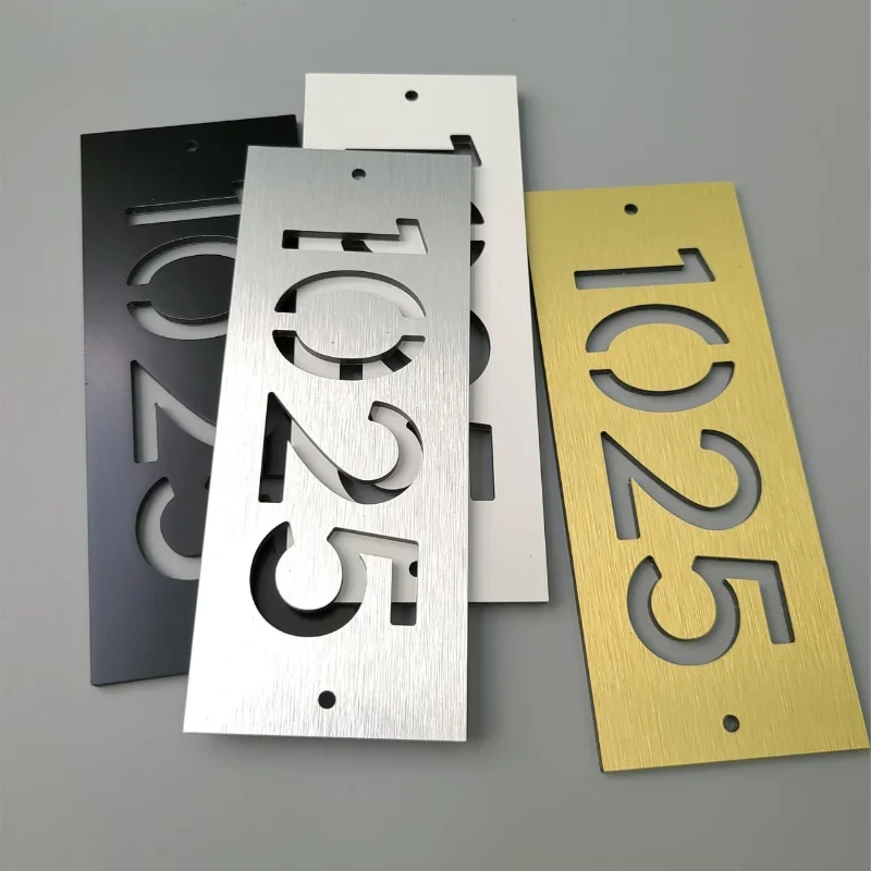 Custom Metal Texture House Number Plate Luxury Room Digital Sign Home Hotel Indoor Wall Address Identification Decor Label