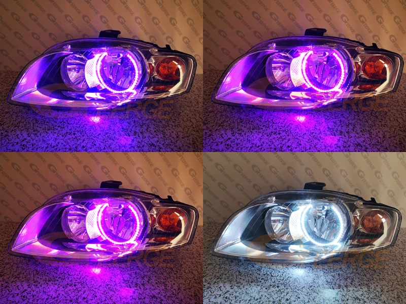 For Audi A3 8PA A4 S4 RS4 B7 RF Remote Bluetooth-Compatible APP Multi Color Ultra Bright RGB LED Angel Eyes Kit Halo Rings Light