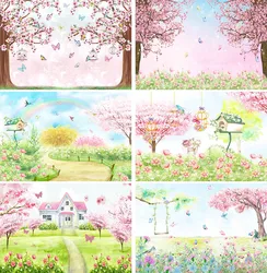 Photography Backdrop Garden Flower Watercolor Painting Cake Smash Decor Newborn Baby Portrait Background Photo Studio