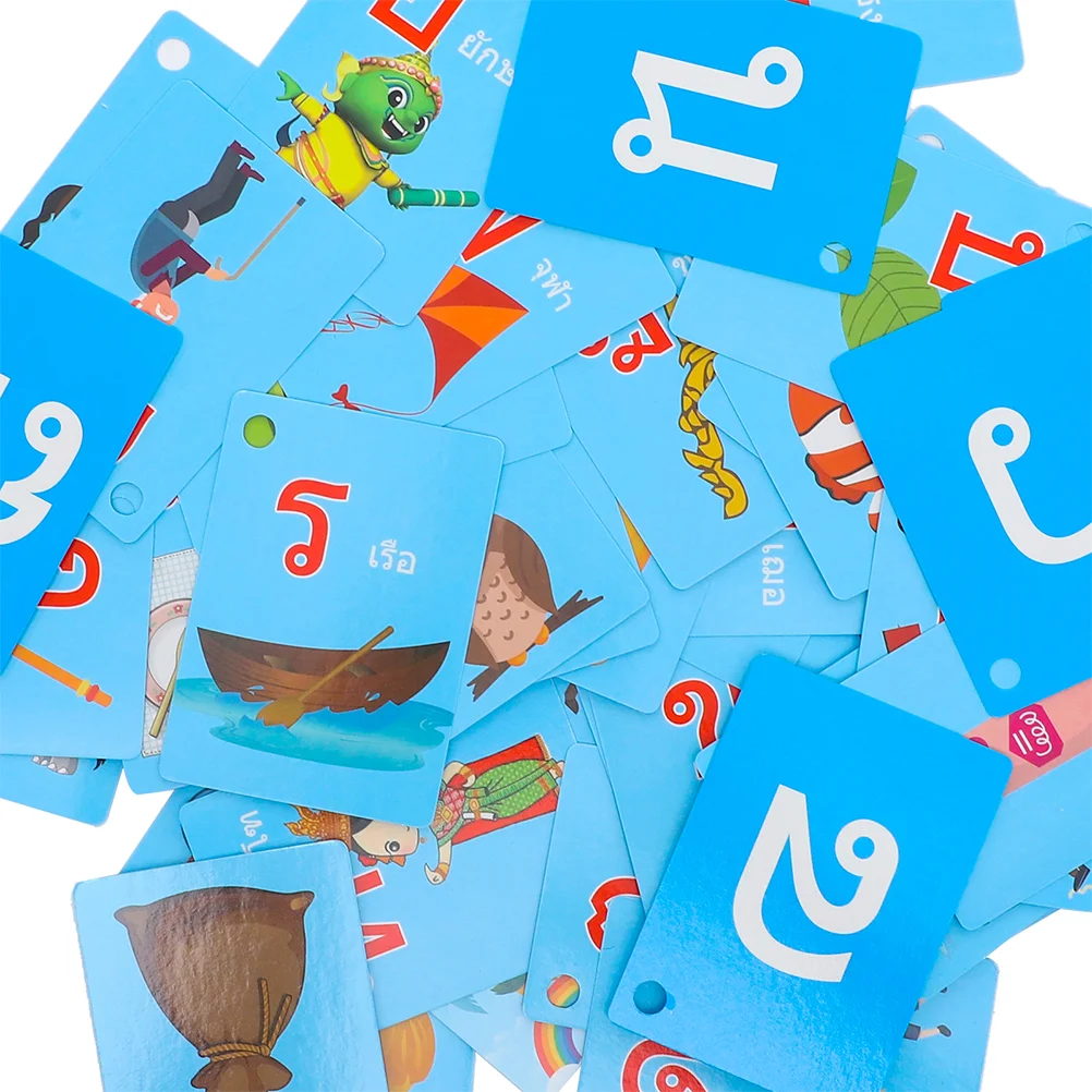 45 Pcs Study Cards Thai Vocabulary Flash Educational Games Alphabet Arab Builder Paper Flashcards Child