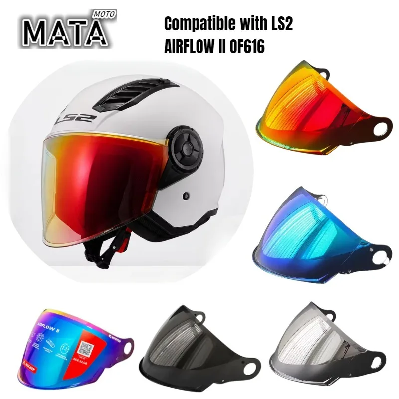Helmet Visor for LS2 - AIRFLOW II OF616 Sun Visor Original Accessories Open Face Motobike Helmet Color Lens Viseira Capacete