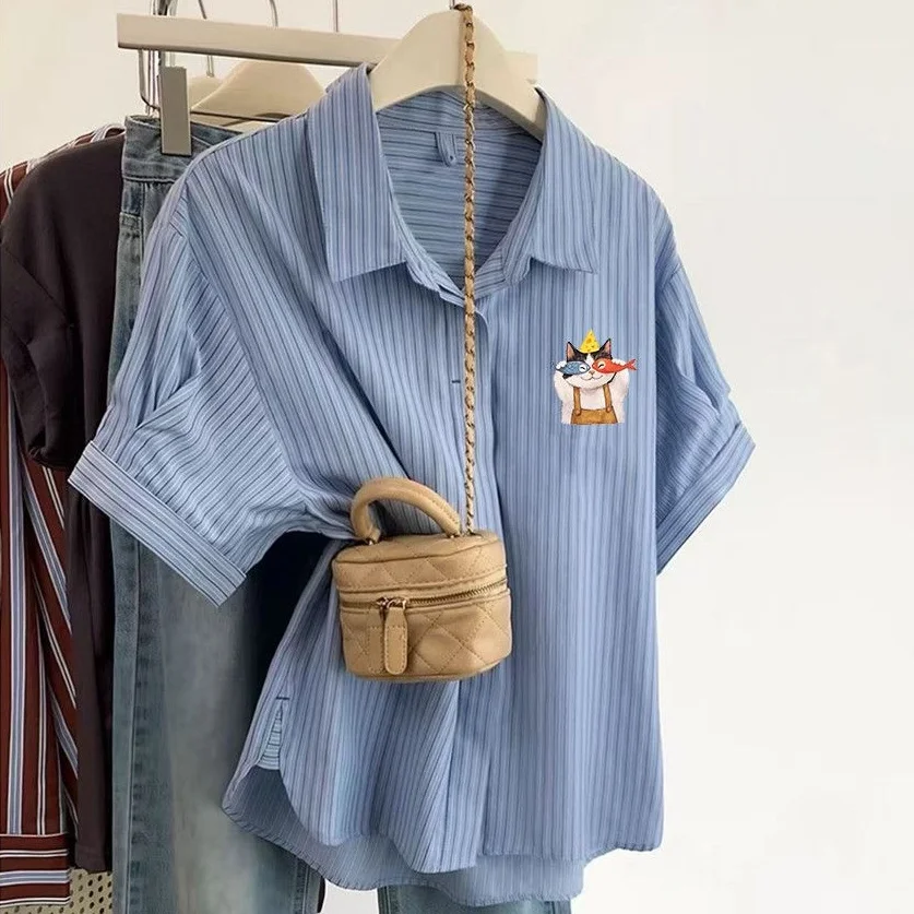 

plus Size Women's Shirt Summer Loose Short Sleeve Cartoon Print T-Shirt Korean Style Breathable Comfortable Casual Top