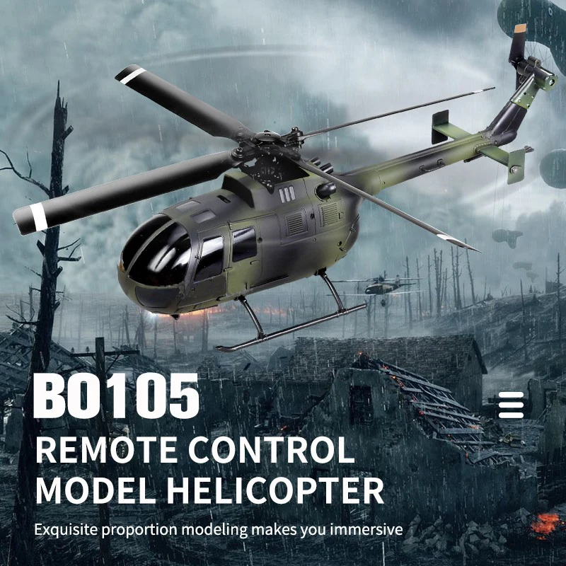 C186 Pro RC Helicopter for Adults 2.4G 4 Channel BO105 Scale with Automatic Stabilization System Hobby Toys