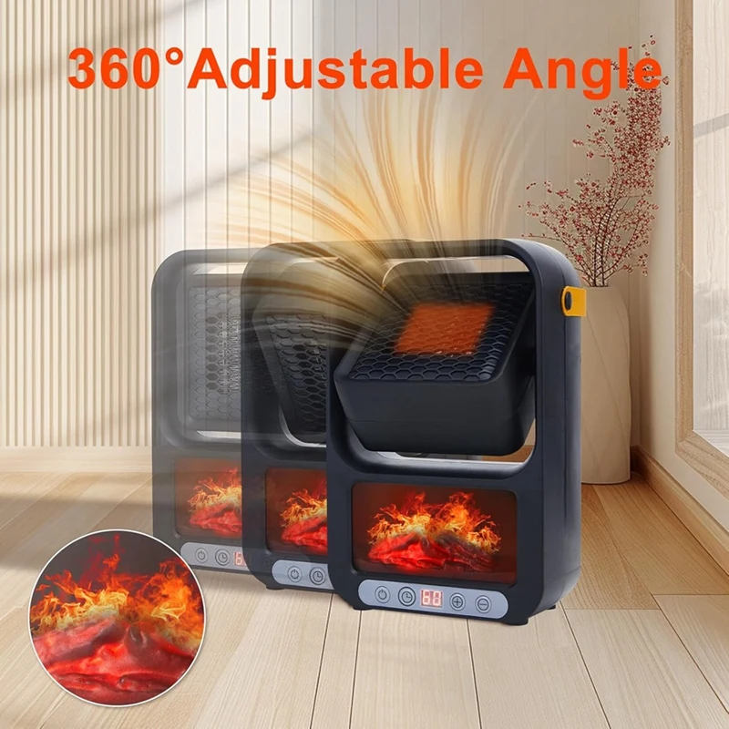 Small Space Heater For Indoor Use Portable Electric Fireplace Heater Realistic 3D Flame Mini Room Smart Heater