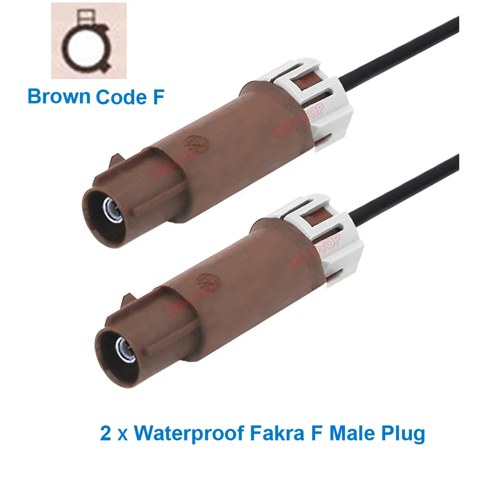 1PCS Waterproof Fakra Cable Brown Code F Male to F Male Plug Connector Car Camera Video Line RG174 Pigtail BEVOTOP Wire Harness