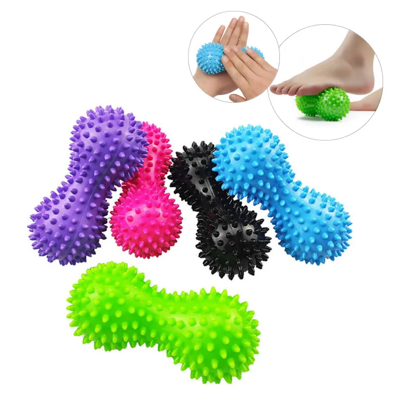 Peanut Shape Massage Ball Relax Muscle Yoga Exercise Fitness PVC Prick Ball to Relieve the Body Hands Feet of Exhaustion Therapy