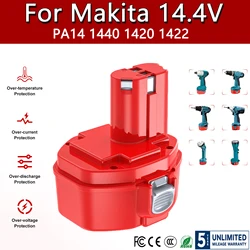 Batería de repuesto para Makita PA14, 14,4, 1422, 1433, 1420, 192600-1, 6281D, 6280D, 6337D