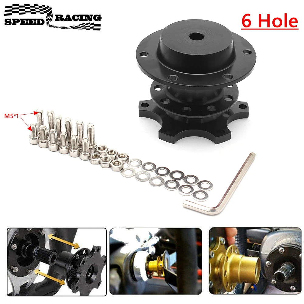 Universal Racing Aluminum Steering Wheel Quick Release Hub Kit Wheel Hub Adapter For 6 hole Steering Wheel Hub