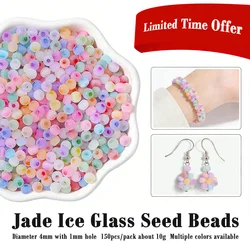 4mm Cat Eye Glass Seed Beads Ice Translucent Spacer Beads for DIY Bracelet Necklace Jewelry Making 150pcs