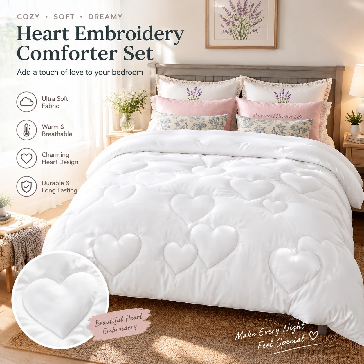 Comforter Duvet Insert Quilted All-Season Twin/Full/Queen/King Down Alternative 8 Tabs、Soft Cozy Warm、Machine Washable Christmas & Halloween Decor Bedroom Guest Room Gift for Women & Men