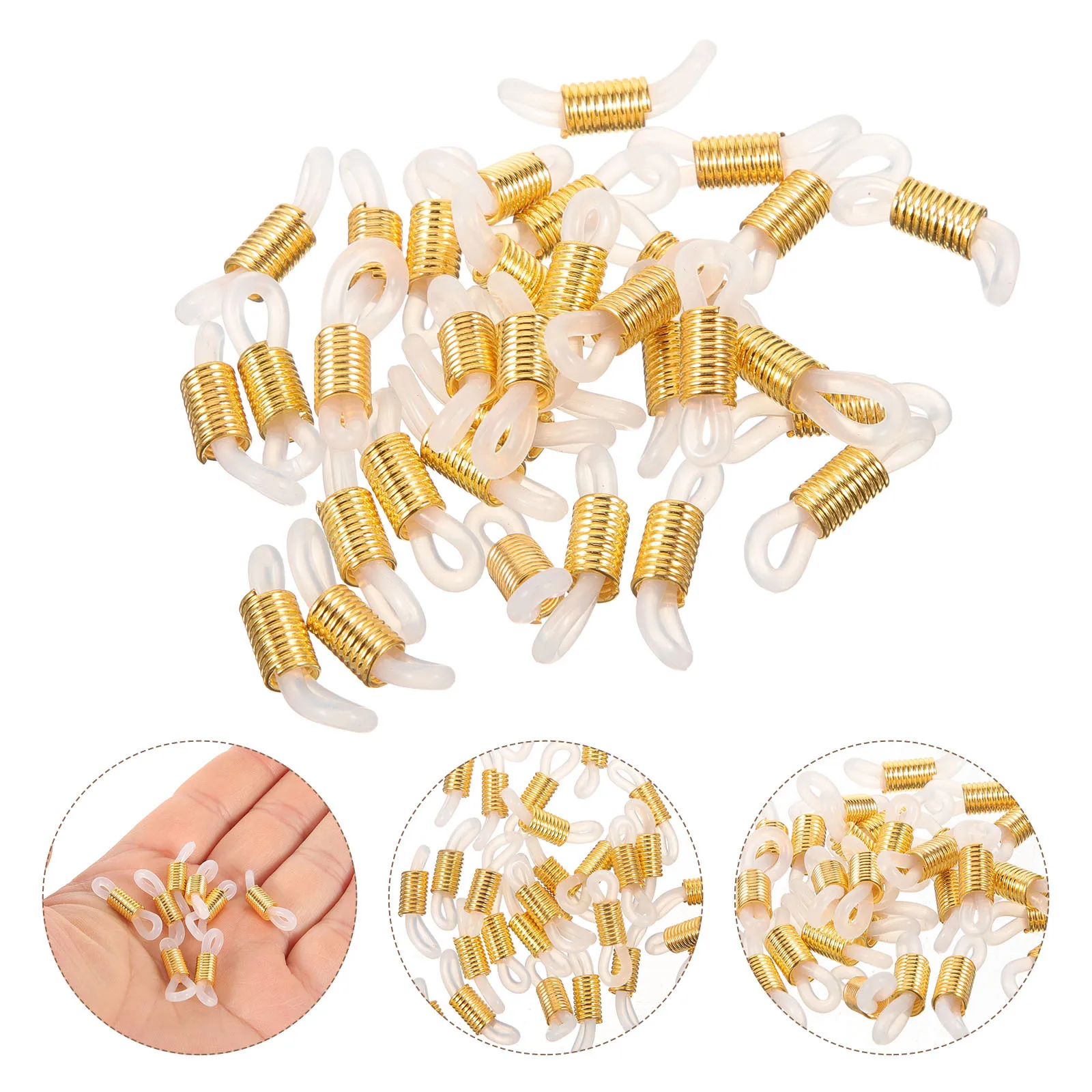 

50pcs Silicone Glasses Connectors Glasses Chain Holder Anti Skid Chain Ends For Sunglasses Eyeglass Retainer Cord Rope End Parts