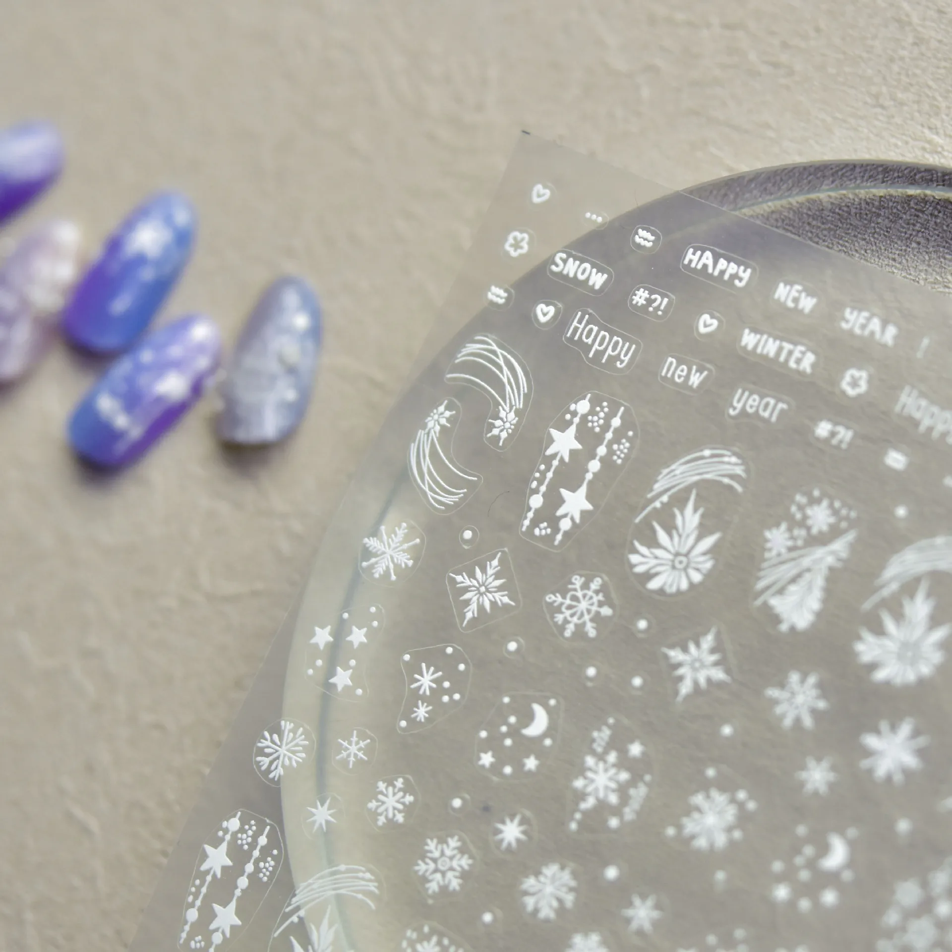 

1 piece of 5D thin and tough nail art stickers three-dimensional simple nail stickers white Christmas series nail art stickers