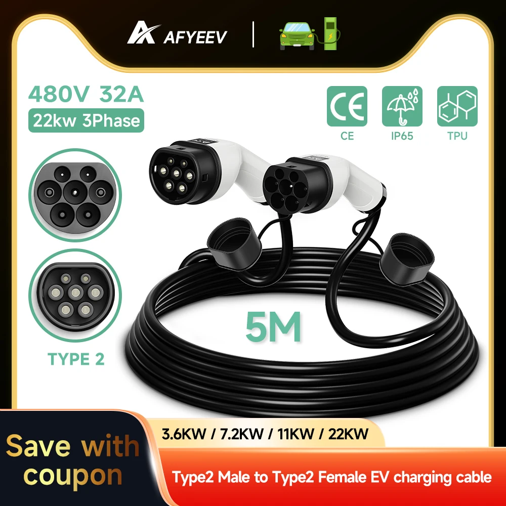 Electric car charger EV charging cable 16A-32A single-phase three-phase 22kw IEC62196 EVSE kit