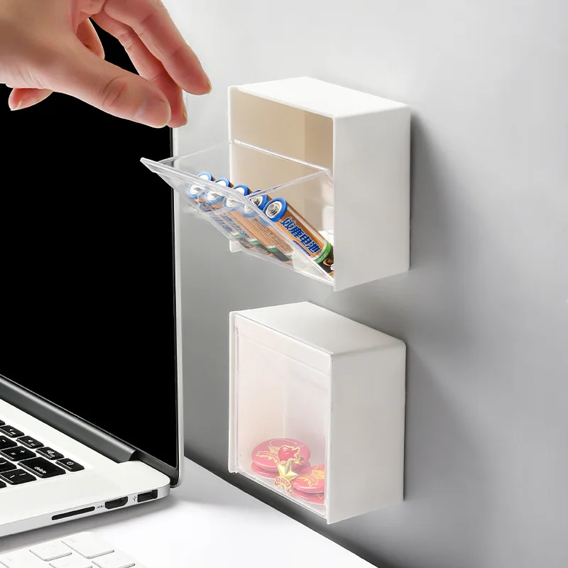 

Wall Mounted Flip Storage Box Punch-Free Transparent Small Storage Box Organizer Storage Box Multifunctional