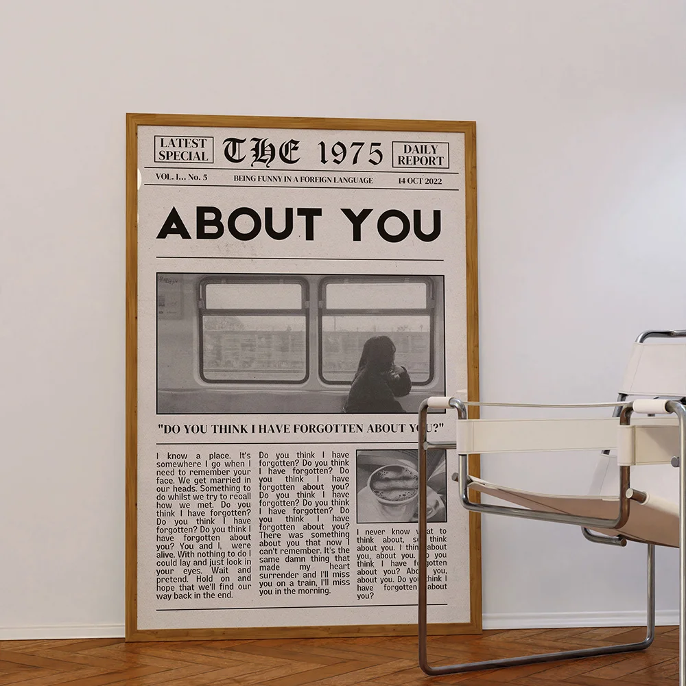 Newspaper The 1975 Vintage Pictures About You Lyric Poster Canvas Paintings Living Room Wall Art Prints for Modern Home Decor