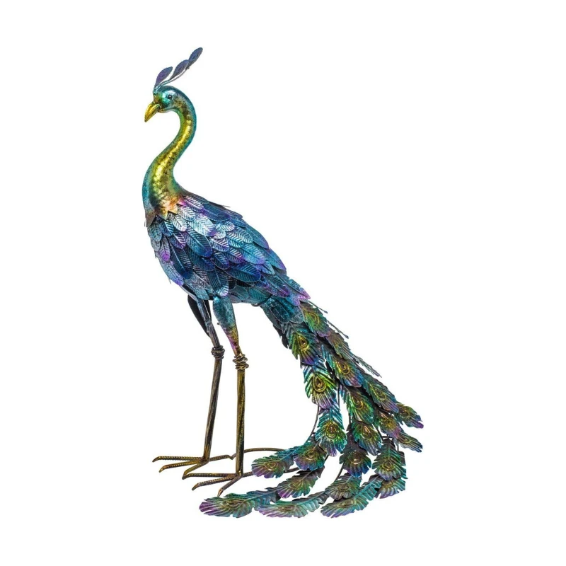 

Multicolor Metallic Peacock Statue Metallic Peacock Statue Outdoor Garden, Patio, Deck, Porch-Yard Art Decoration
