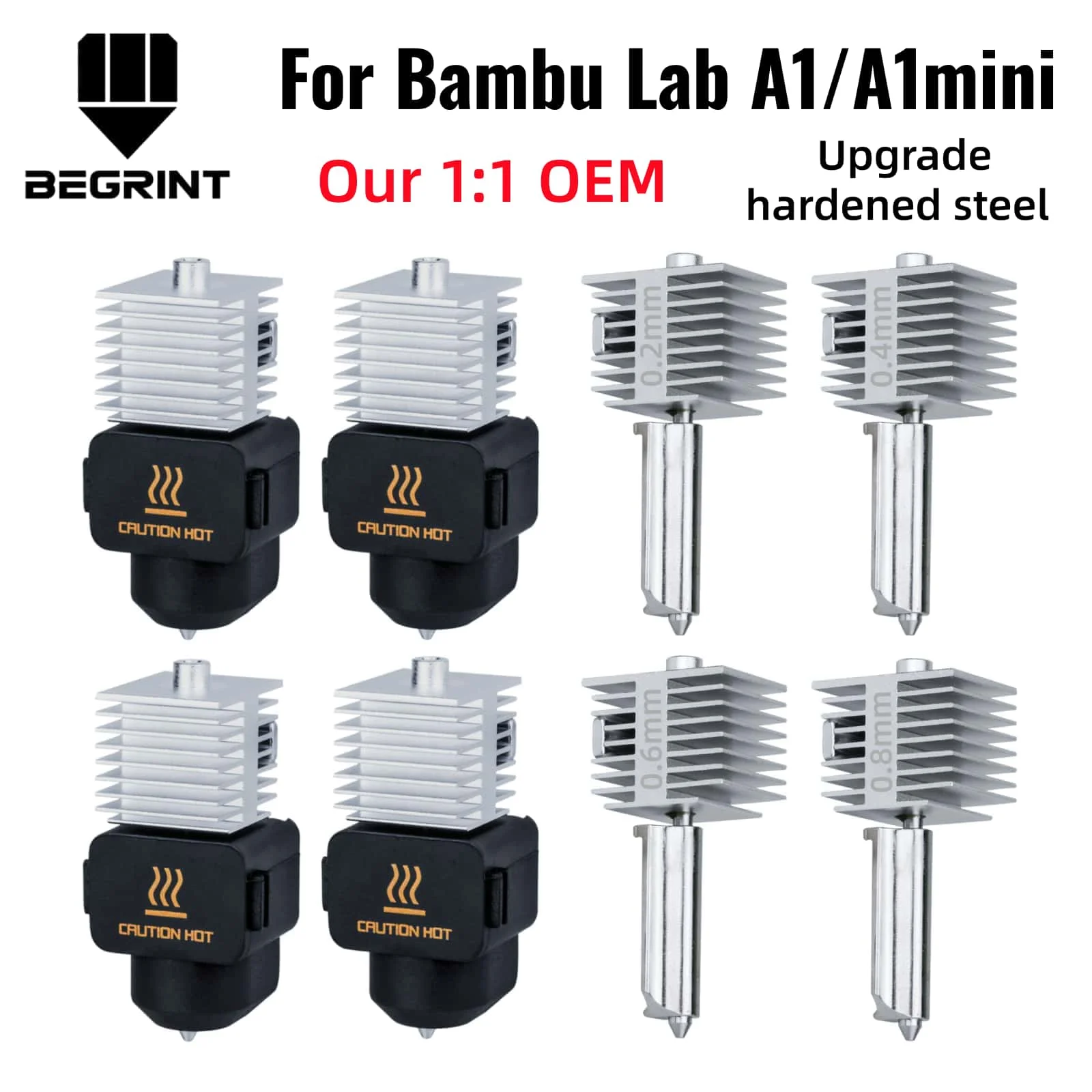 

For Bambu Lab A1/A1MINI Nozzle Hardened steel Integrated A1 Hotend Kit High-Precision A1 Nozzles Same As Original High Quality