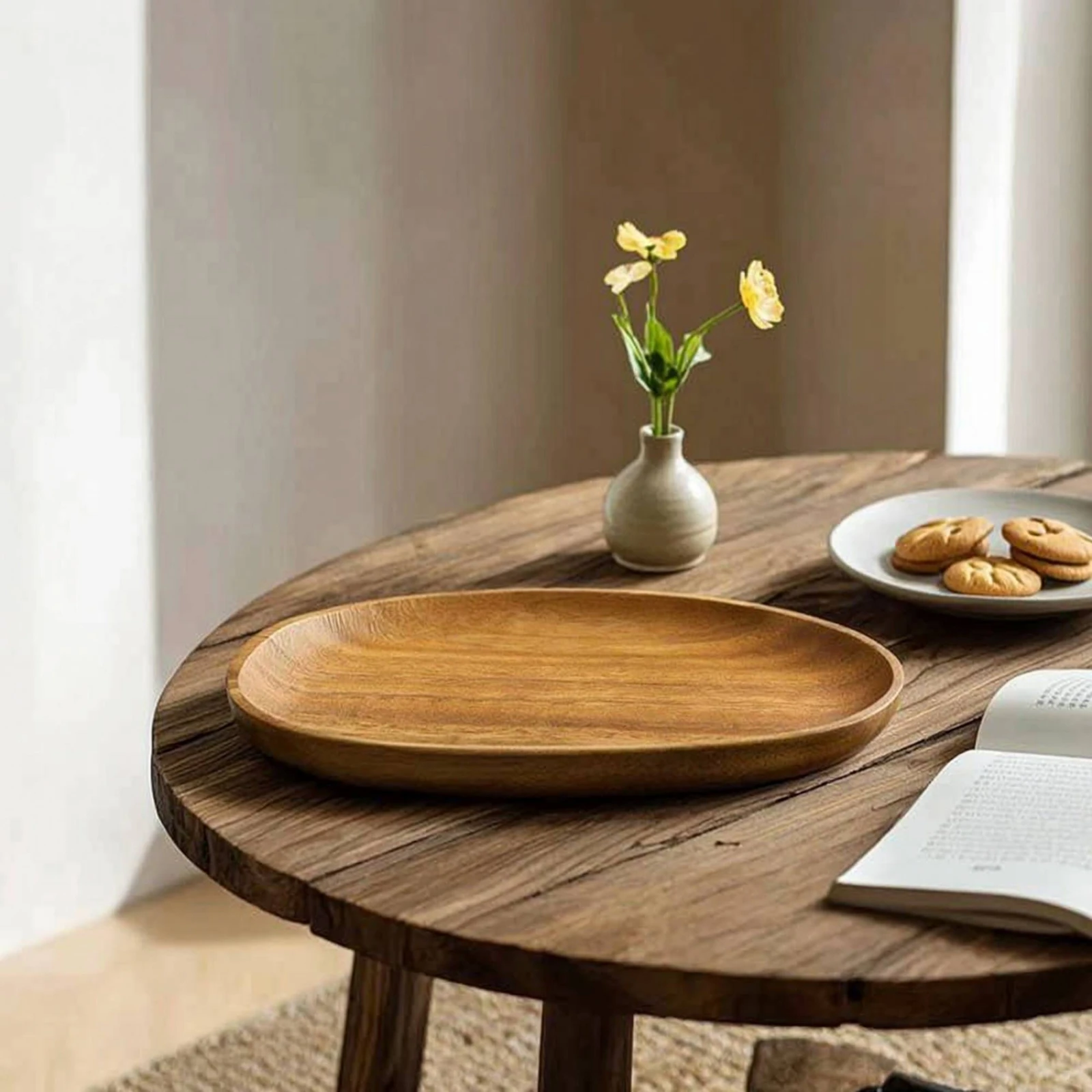 Irregular Serving Tray Smooth Sandalwood Tray Rustic Decorative for Hosts, Tea Service, Coffee Table
