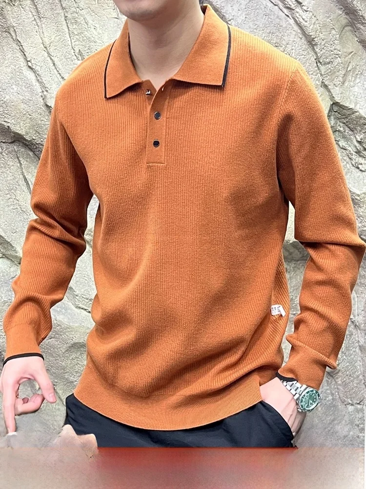 

Italian Vintage Sle Color Blo Neline Soft And Comfortable Knitted Men's Sweater Trendy Loose Fit Long Sve Crew Ne