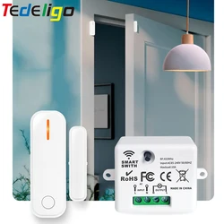 433Mhz Window Door Opening Sensor Switch Wireless Light Switch AC 220V Mini Relay Receiver for Light,Extractor Hood,Exhaust Fan