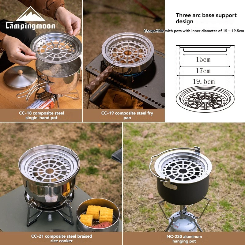 

CAMPINGMOON S363 Medium Double layered Steamer Bottom Support Set Stainless Steel Home Camping Portable Cooking Steamer