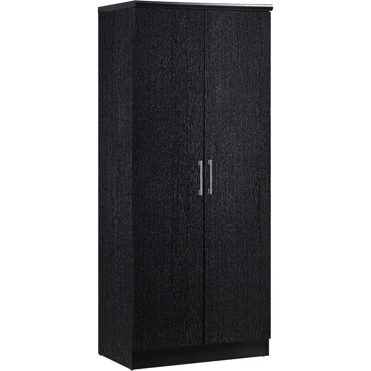 2 Door Wardrobe with Adjustable/Removable Shelves & Hanging Rod, Black