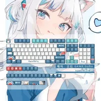 PBT Keycaps 130 Keys GMK Gawr Gura Cherry Profile Keycap Dye Sublimation Mechanical Keyboard Keycap for MX Switch GK64 GK75