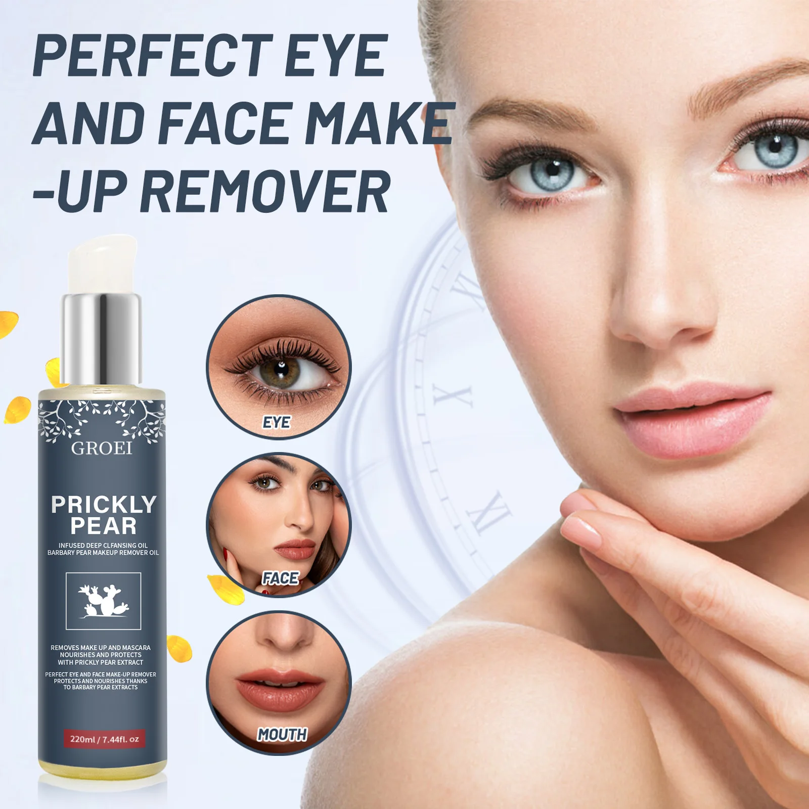 GROEI Cleansing Oil 220ml 3-in-1 Makeup Remover & Hydrating Treatment | For Eyes & Face | Vegan Formula