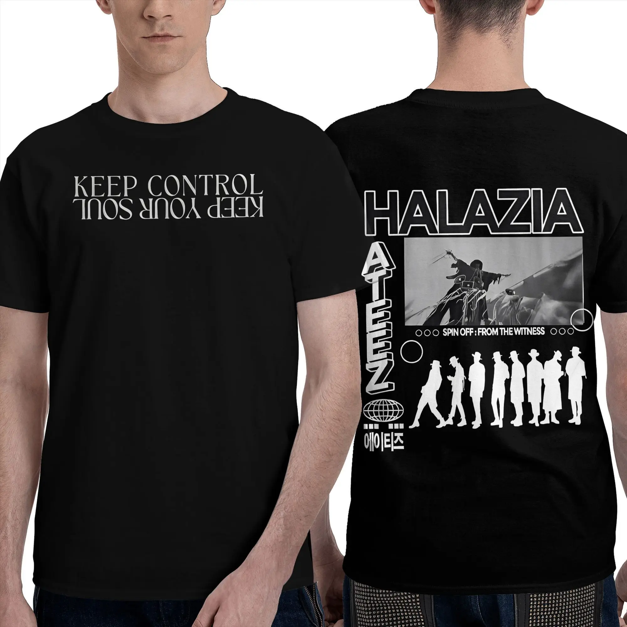 

Kpop Band Ateez Halazia T Shirt Men Streetwear 100% Cotton T Shirts Summer O Neck Harajuku Tee Shirt Cheap Big Size Clothing