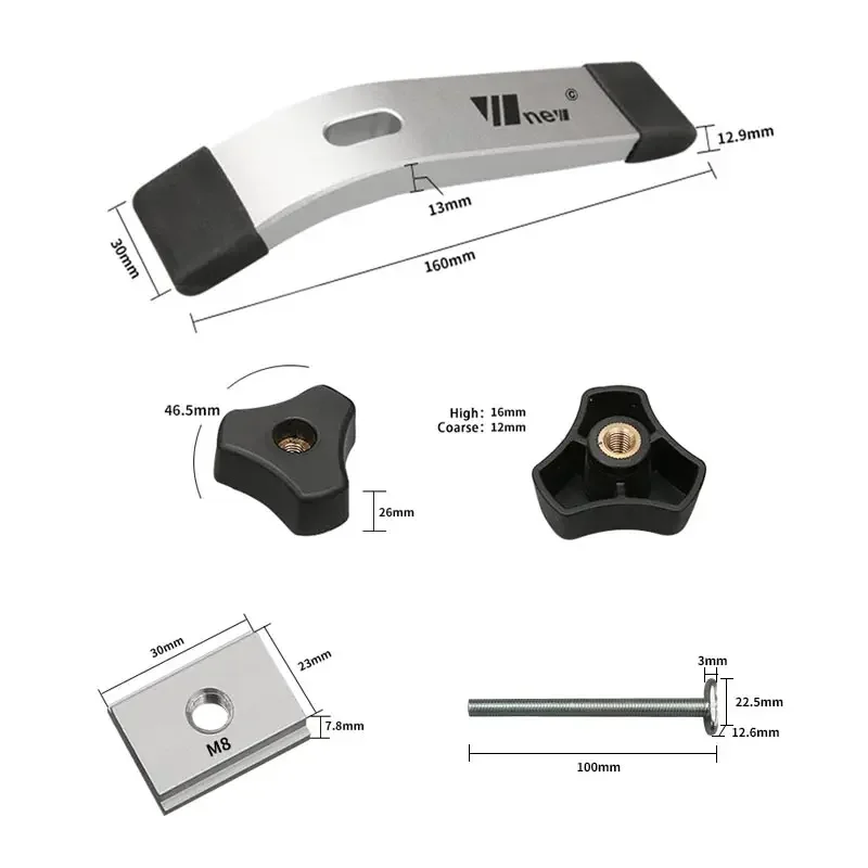 Imagem -05 - Press Plate para Woodworking Press Block Madeira t Slider Handle Chute Mantenha Pressionada a Braçadeira Serra de Mesa Faça Você Mesmo Acessórios Ferramentas Venda