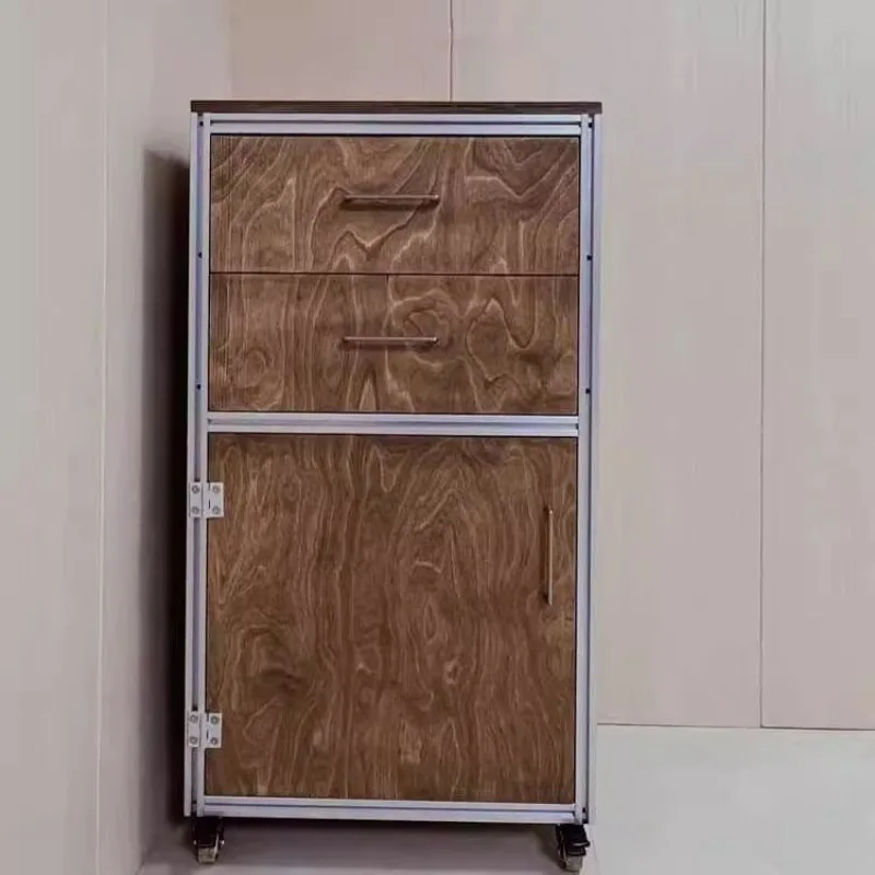 

Nordic simple solid wood dining side cabinet aluminum profile bucket cabinet storage cabinet aluminum profile side