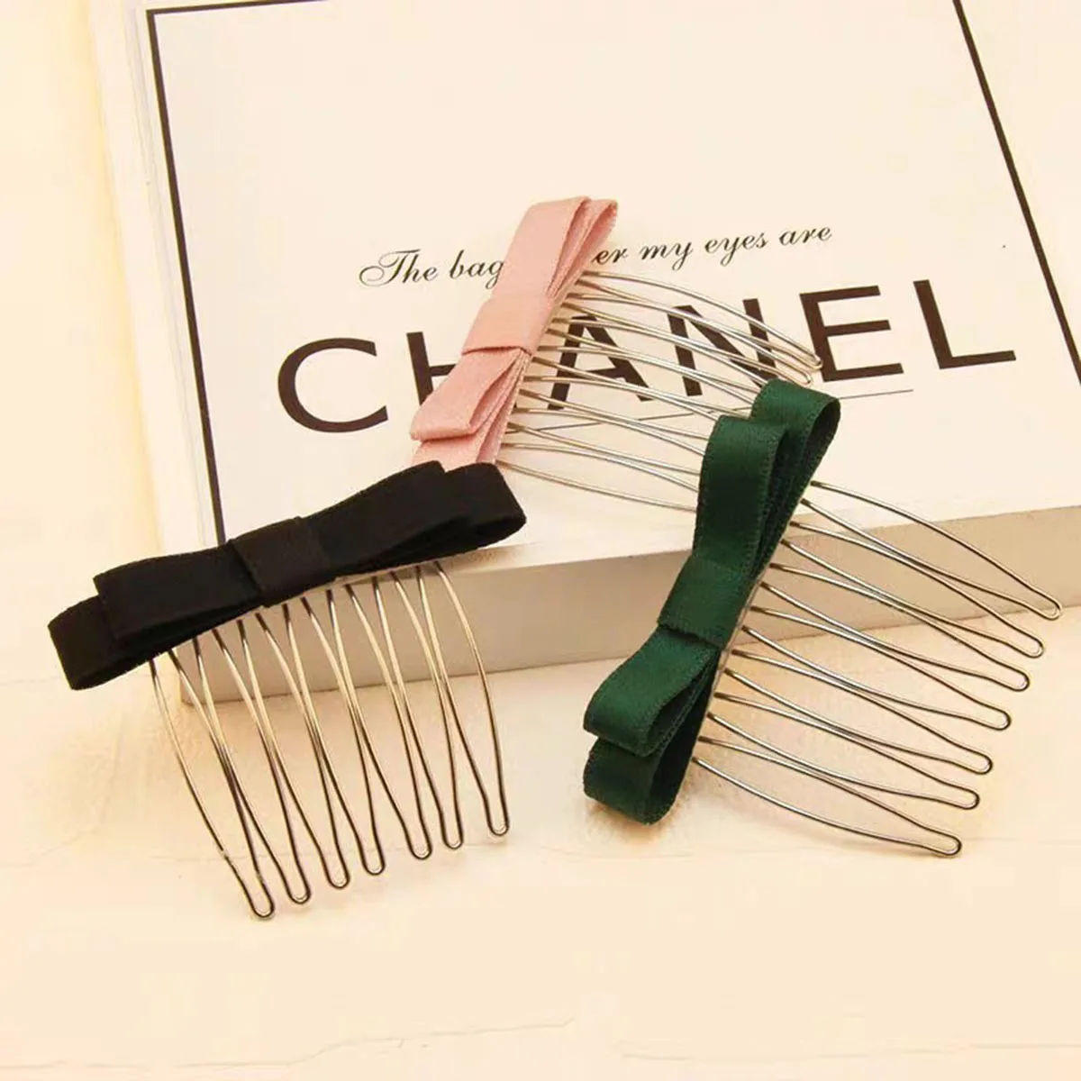 Korean Inserted Comb Bow Hair Comb Adornment Bangs Versatile Simple Anti-skid Curl Side Clip Top Clip