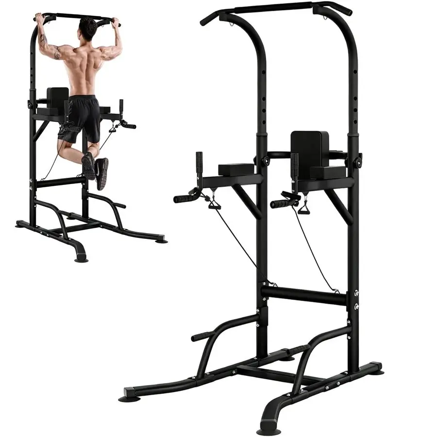 

Pull Up Bar Power Tower Dip Station, Adjustable Strength Training Equipment for Home Gym Workout, MultiFunction Customizable