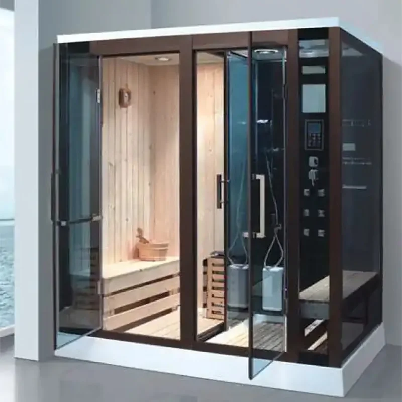 Hot Sales Modern Design Indoor Steam Sauna Room Dry & Steam Infrared Feature Hemlock Solid Wood for Villas