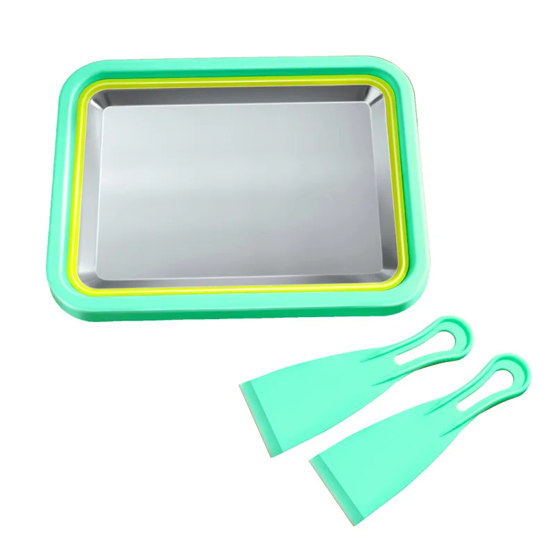 Самодельная машина для жареного льда. Машина для жареного йогурта своими руками. Бесплатная заглушка. Лоток для жареного льда. Лоток для замороженного йогурта с 2 маленькими лопаточками.