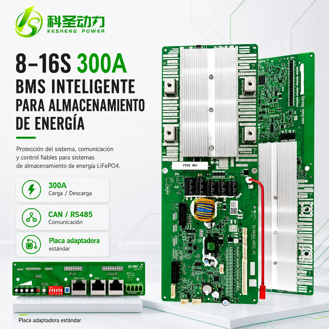 KeSheng HO23 5/7 inch Screen Display Smart Inverter BMS V2 300A LiFePo4 Battery 8S 16S 24V 48V BMS Home Energy Storage