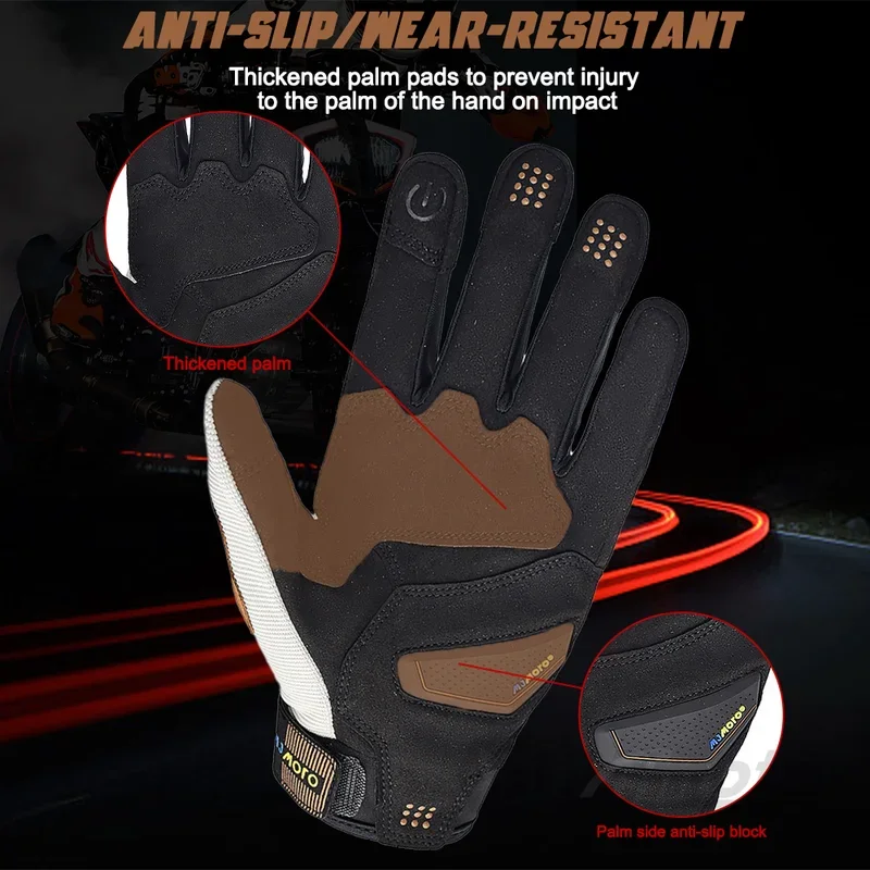 

MJMOTO Summer Motorcycle Riding Gloves - Windproof Touchscreen, Non-Slip Palm, Durable & Breathable for Men/Women, ATV Motocross