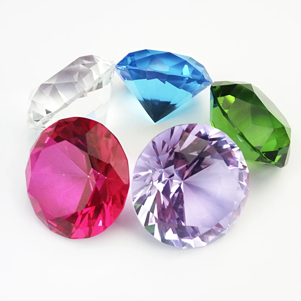 

100mm Multicolor Crystal Faceted Diamond Paperweight Photography Props Handicraft Ornaments Souvenirs Decoration Gifts