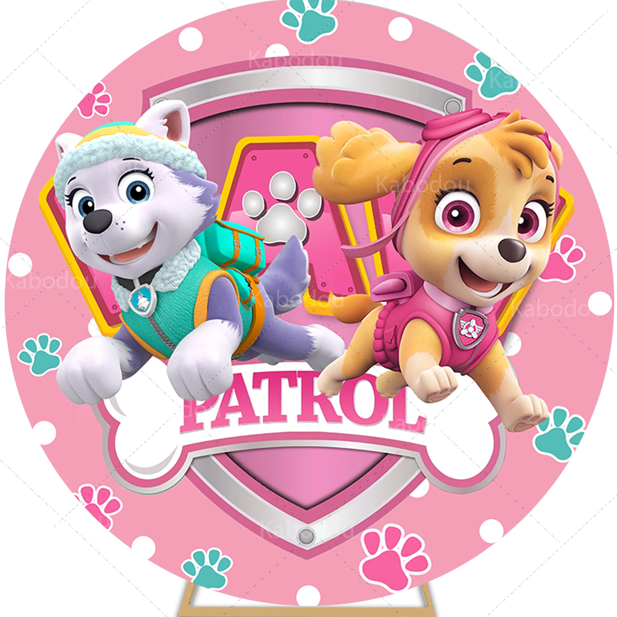 Paw Patrolls Round Backdrop Boys Birthday For Party Cartoon Dog Decoration Baby Shower Photography Background Circle Studio Prop