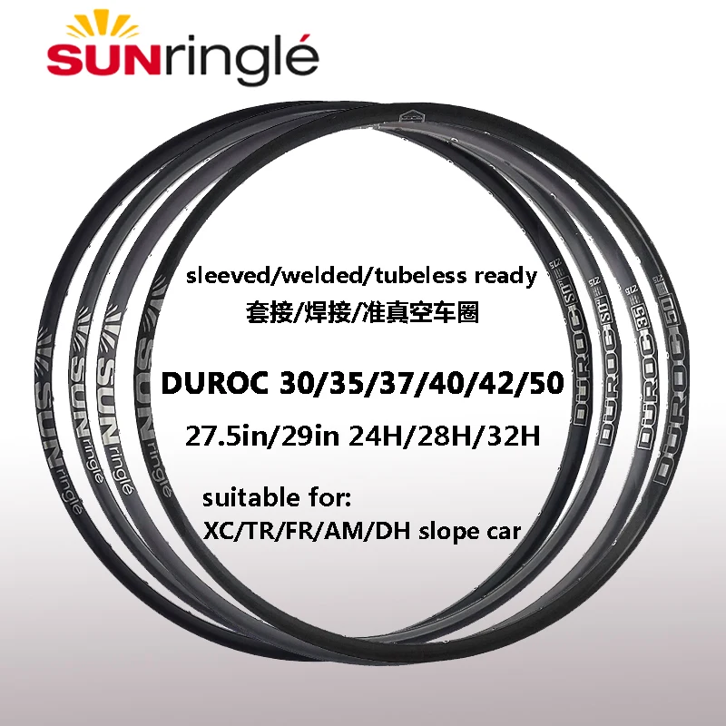 Sunringle sun durac 30 35 40 50 sd37 42 27.5/29 Inch weld edge without mountain chamber 32h 28h rims width aluminum BIKE rims