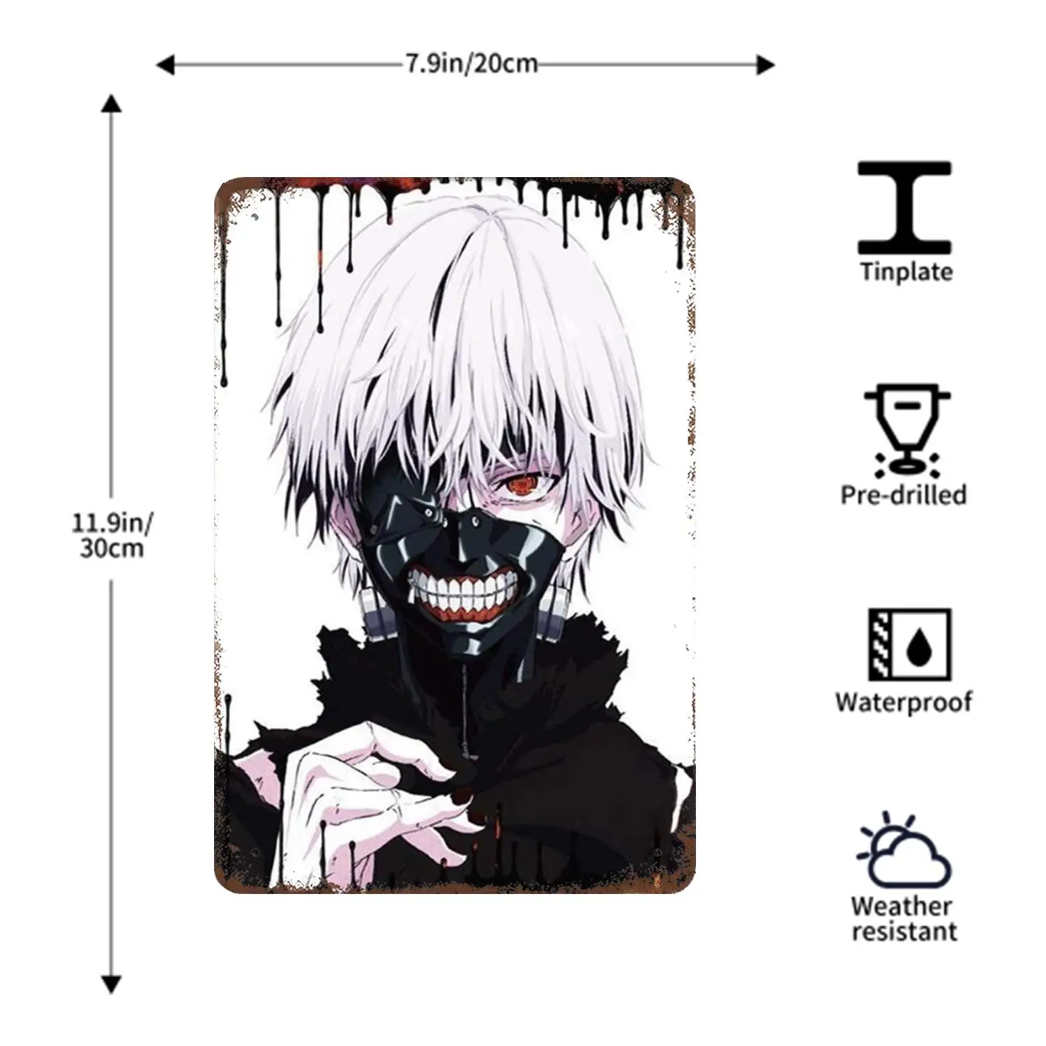 Tokyo Ghoul - Manga Anime Decor Poster Vintage Tin Sign Metal Sign Decorative Plaque for Pub Bar Man Cave Club Wall Decoration