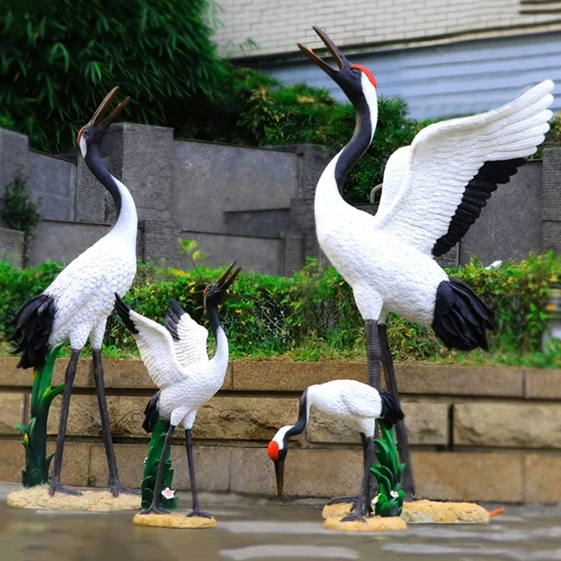 factory price outdoor big crane bird statue for garden decoration