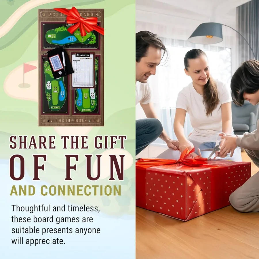 Jogo de tabuleiro de golfe de 19o furo feito de madeira de nogueira para 2 ou mais jogadores, ideais atividades de colagem familiar internas e externas, envolvente