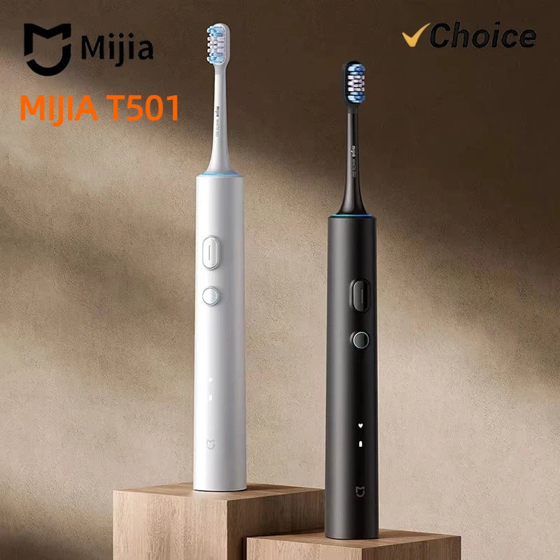 Электрическая зубная щетка Mijia T501: умная звуковая щетка, водонепроницаемость IPX7, беспроводная зарядка, очиститель для отбеливания зубов