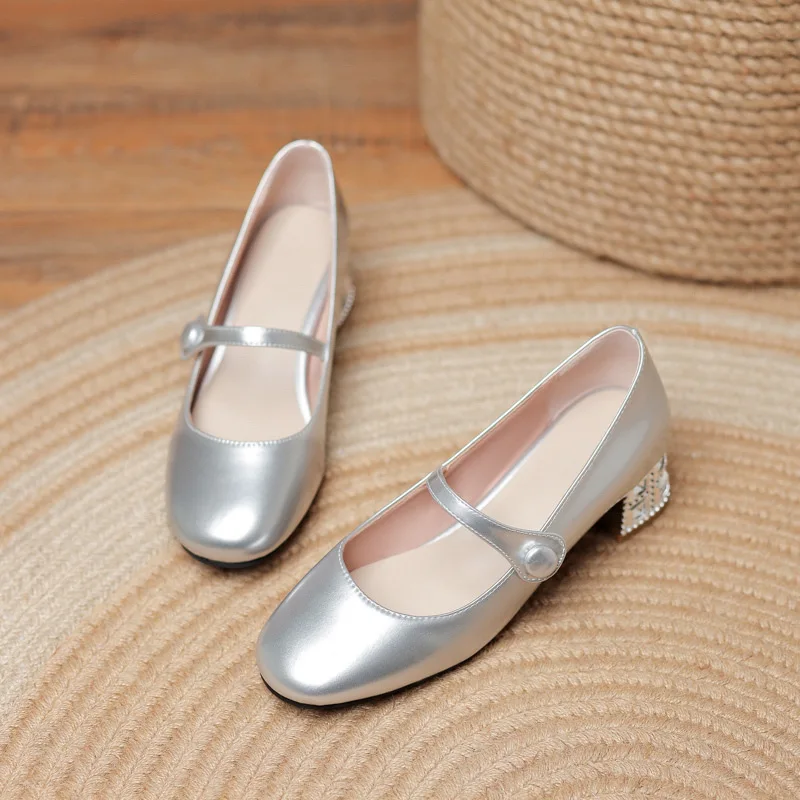 Girls Silver High Heels Fashion Crystal Children's Wedding Dance Party Show Shoe Princess Girls Piano Catwalk with Dress Shoes