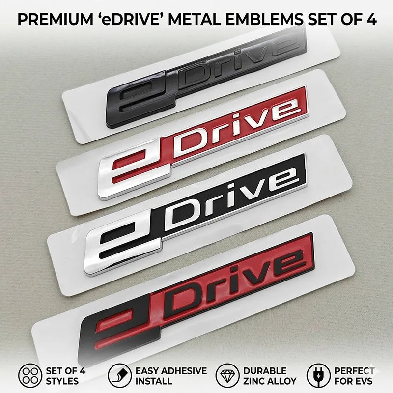 3D ABS eDrive Emblem Badge Car Decal Zinc Alloy Sticker For BMW EV Hybrid i3 i8 330e 530e X5 Trunk Fender Auto Accessories
