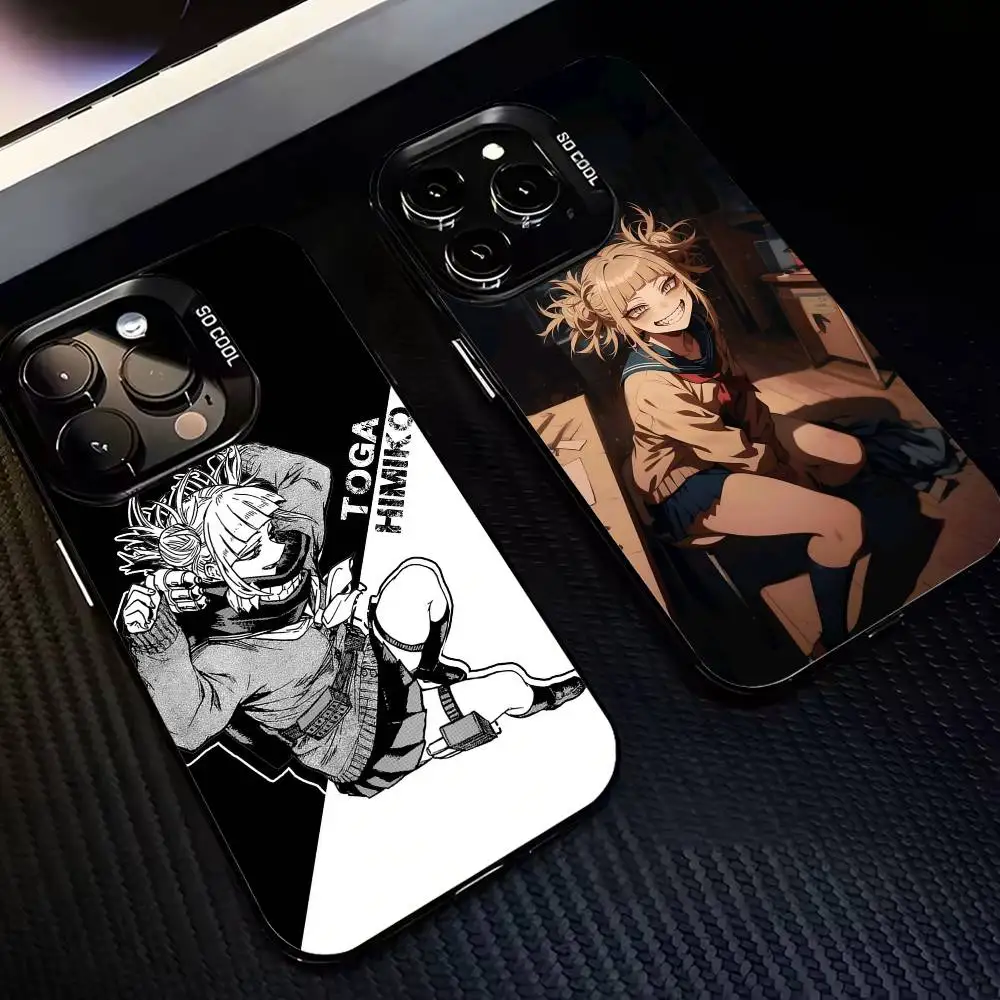 

My Hero Anime H-Himiko Toga Phone Case For iPhone17,16,15,14,13,12,11,Pro,MAX Gray Matte Silicone Black Cover